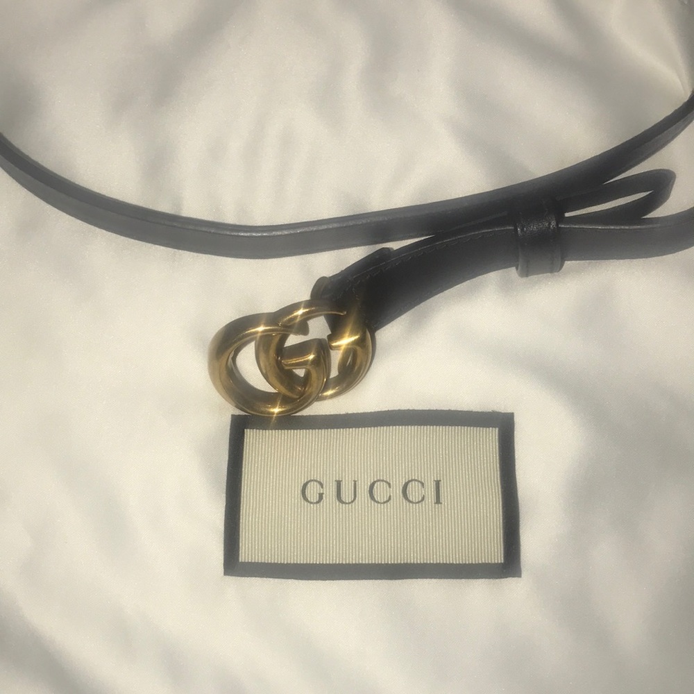 Gucci Leather belt with Double G buckle -Authentic